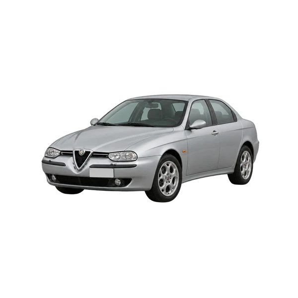 silver 1997 Alfa Romeo 156 front three-quarter (facing left) view