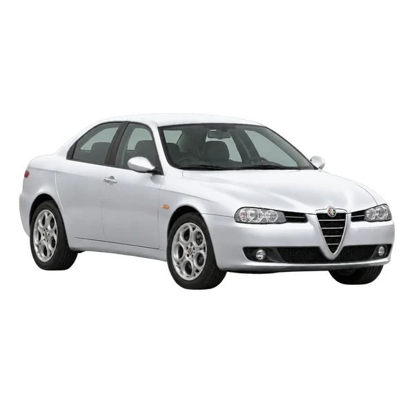 silver 2008 Alfa Romeo 156 front three-quarter (facing left) view