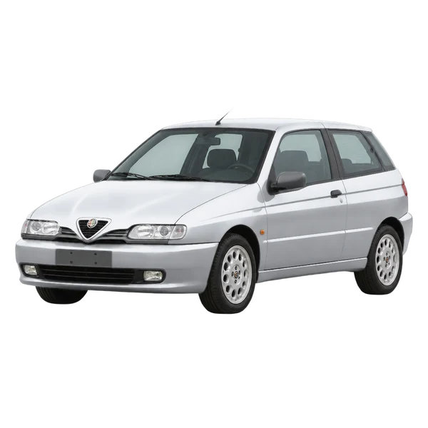 silver 1995 Alfa Romeo Alfa 145 front three-quarter (facing left) view