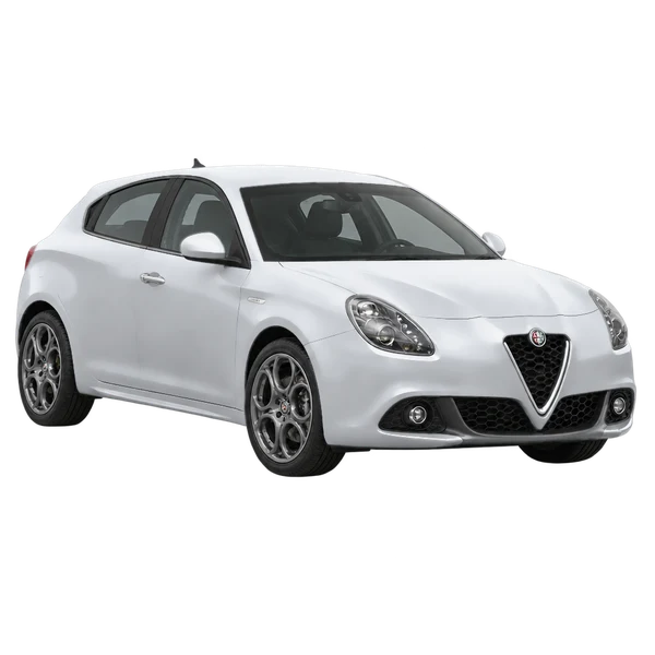 silver 2022 Alfa Romeo Giulietta front three-quarter (facing left) view