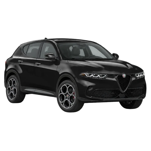 black 2023 Alfa Romeo Tonale front three-quarter (facing left) view
