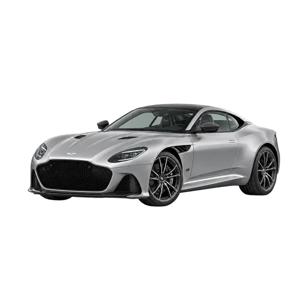 silver 2023 Aston Martin DBS front three-quarter (facing left) view