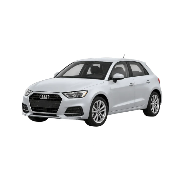 silver 2019 Audi A1 Sportback front three-quarter (facing left) view