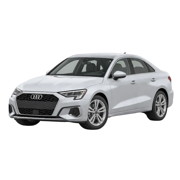 silver 2023 Audi A3 front three-quarter (facing left) view