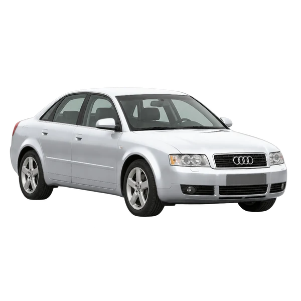 silver 2004 Audi A4 front three-quarter (facing left) view