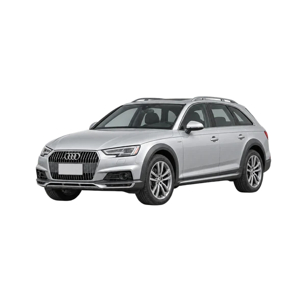silver 2019 Audi A4 allroad front three-quarter (facing left) view