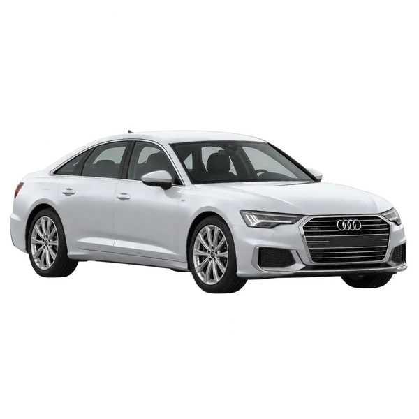 silver 2020 Audi A6 front three-quarter (facing left) view