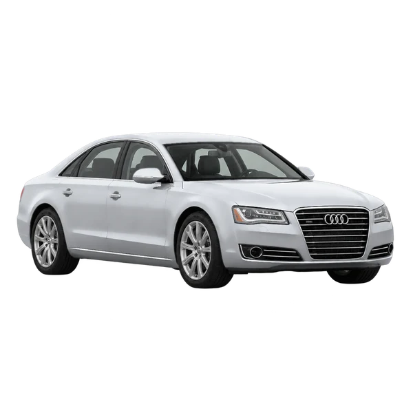 silver 2014 Audi A8 front three-quarter (facing left) view