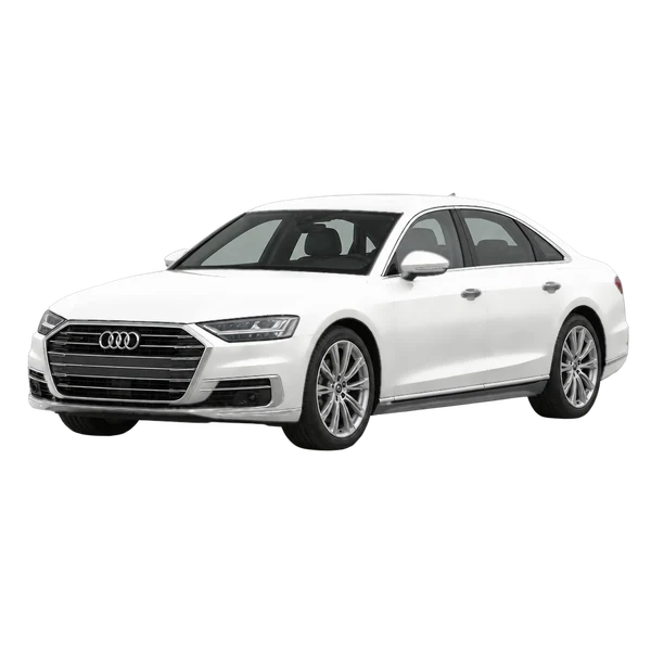 white 2022 Audi A8 front three-quarter (facing left) view