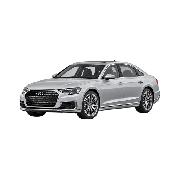 silver 2025 Audi A8 L front three-quarter (facing left) view