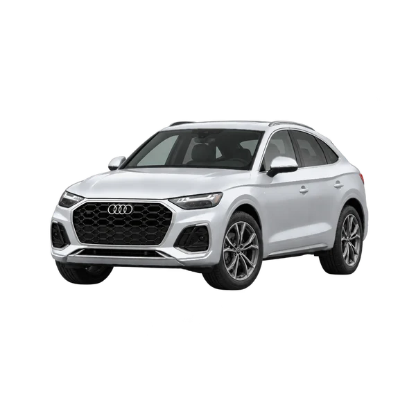 silver 2026 Audi Q5 Sportback 50 front three-quarter (facing left) view