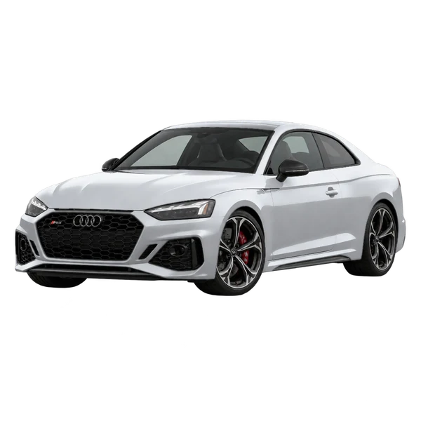 silver 2025 Audi RS5 front three-quarter (facing left) view