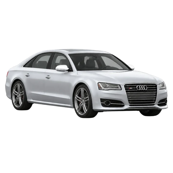 silver 2014 Audi S8 front three-quarter (facing left) view