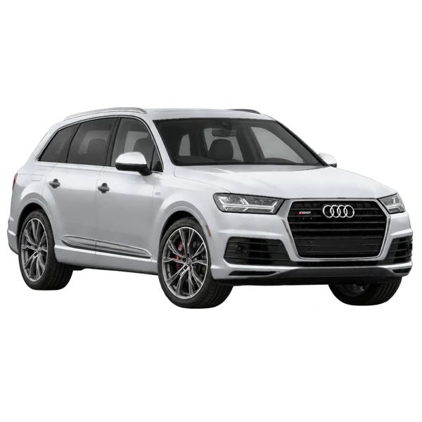 silver 2018 Audi SQ7 front three-quarter (facing left) view