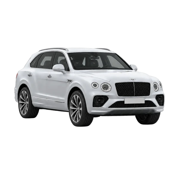 silver 2023 Bentley Bentayga Hybrid front three-quarter (facing left) view