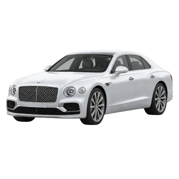 silver 2025 Bentley Flying Spur front three-quarter (facing left) view