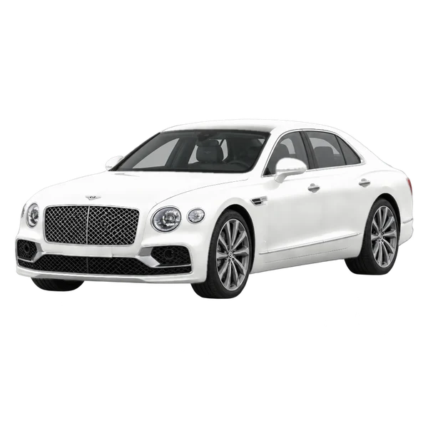 white 2027 Bentley Flying Spur front three-quarter (facing left) view