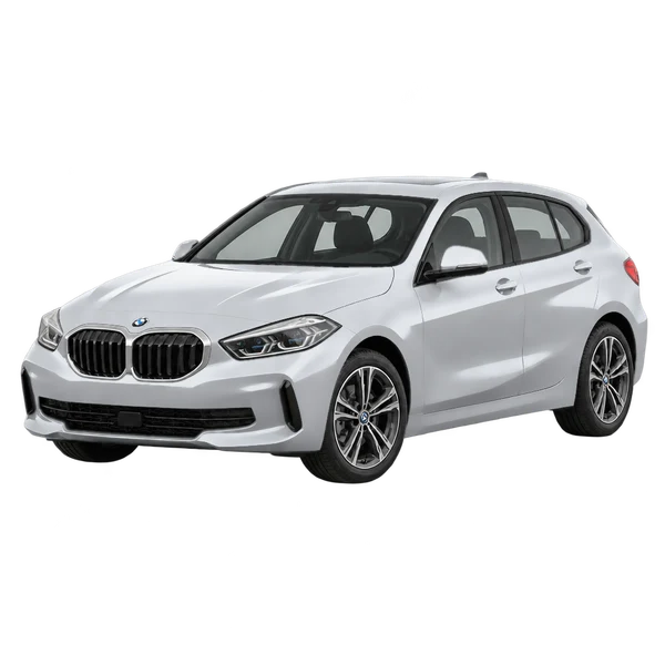 silver 2025 BMW 118I front three-quarter (facing left) view