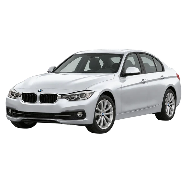 silver 2017 BMW 328i front three-quarter (facing left) view