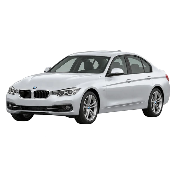 silver 2018 BMW 328i front three-quarter (facing left) view