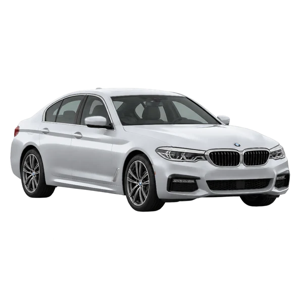 silver 2020 BMW 540i front three-quarter (facing left) view