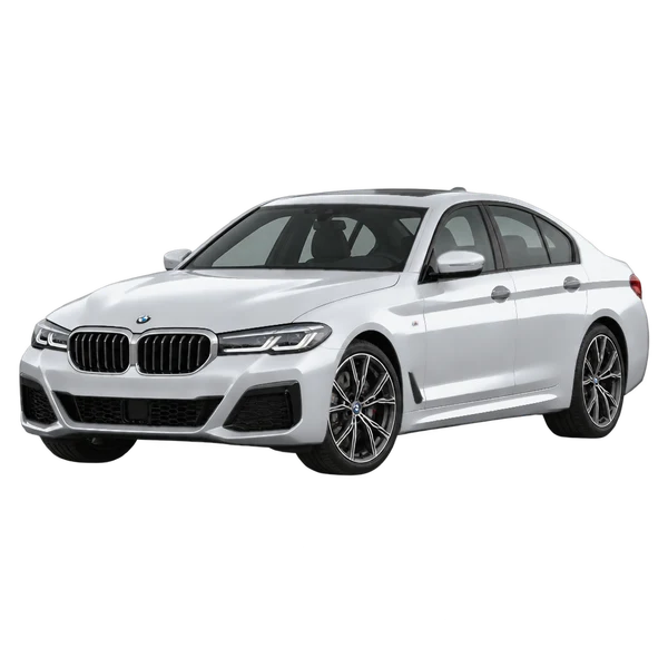 silver 2026 BMW 540i front three-quarter (facing left) view