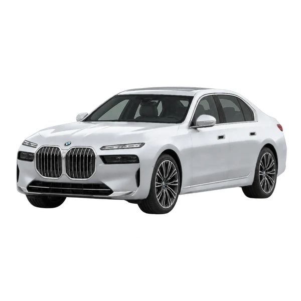 silver 2024 BMW 750I Xdrive front three-quarter (facing left) view