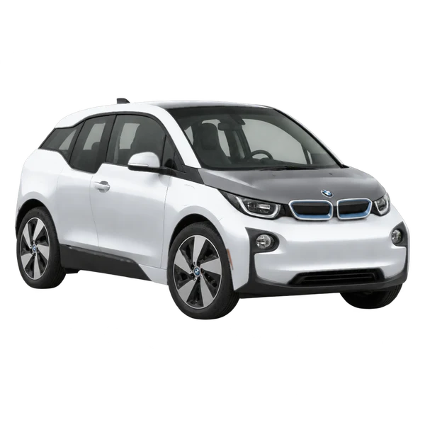 silver 2014 BMW i3 front three-quarter (facing left) view