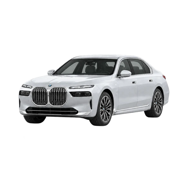 silver 2022 BMW i7 front three-quarter (facing left) view