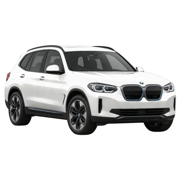 white 2022 BMW IX3 front three-quarter (facing left) view