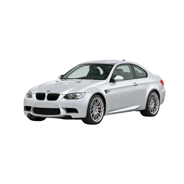 silver 2008 BMW M3 front three-quarter (facing left) view