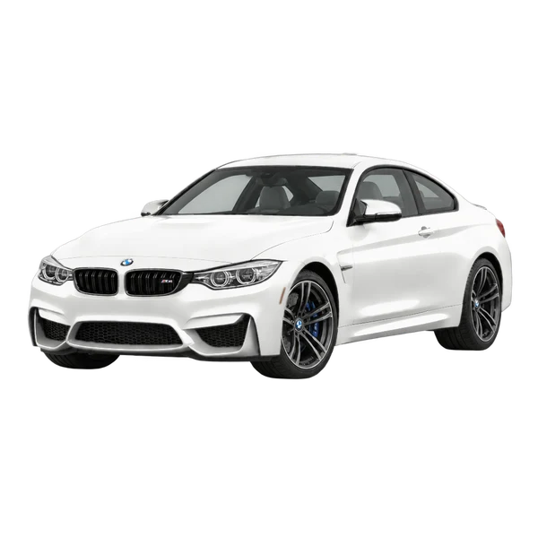 white 2018 BMW M4 front three-quarter (facing left) view