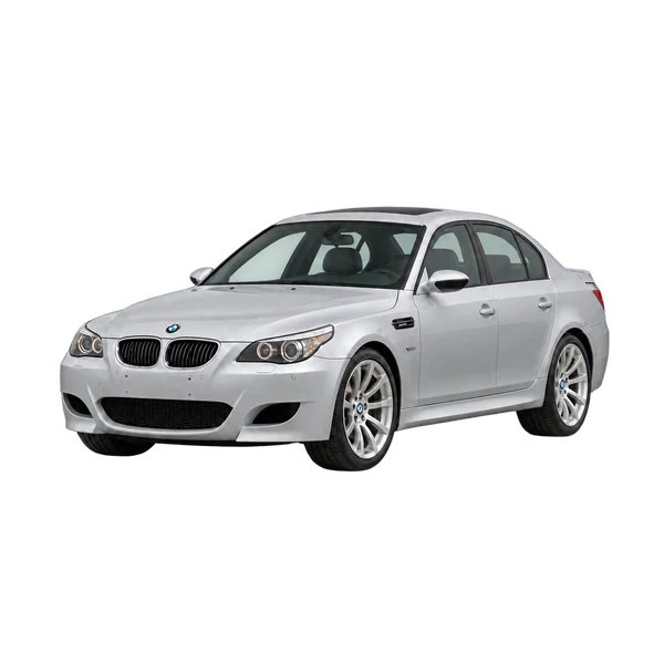 silver 2007 BMW M5 front three-quarter (facing left) view