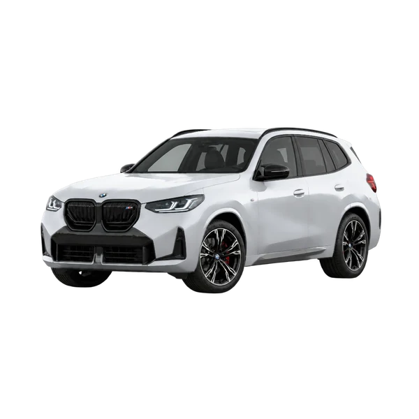 silver 2025 BMW X3 M50 Xdrive front three-quarter (facing left) view
