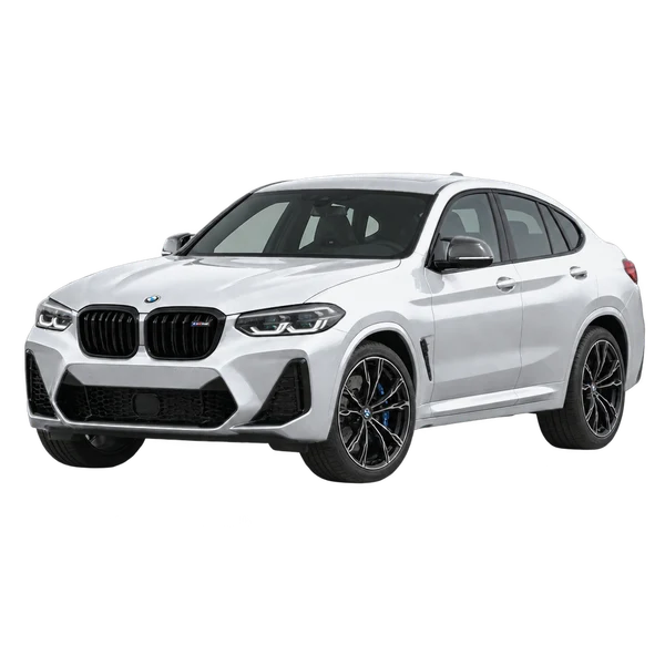 silver 2023 BMW X4 M front three-quarter (facing left) view