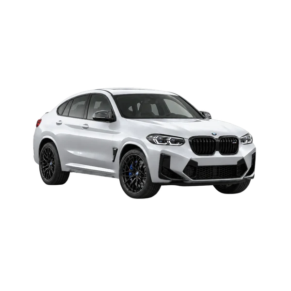 silver 2023 BMW X4 M Competition front three-quarter (facing left) view