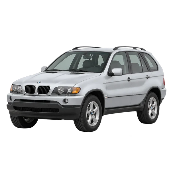 silver 2002 BMW X5 front three-quarter (facing left) view