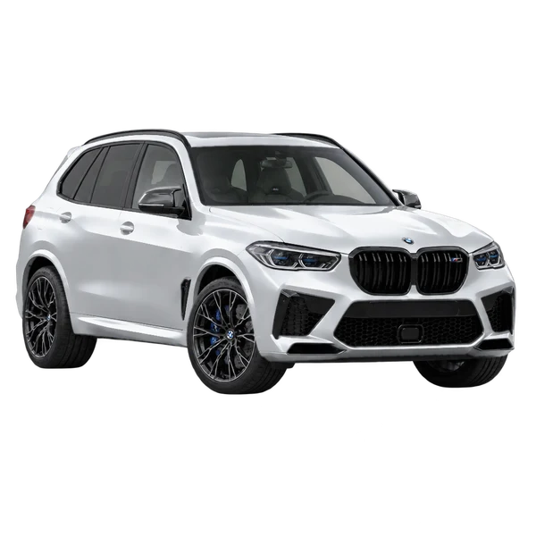 silver 2023 BMW X5 M front three-quarter (facing left) view