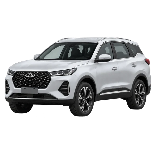 silver 2024 Chery Tiggo 7 front three-quarter (facing left) view