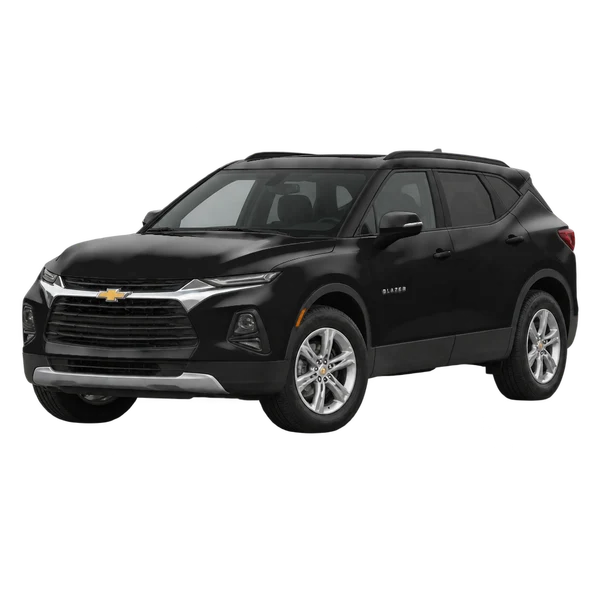 black 2022 Chevrolet Blazer front three-quarter (facing left) view