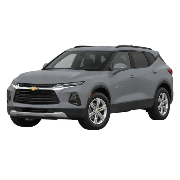 gray 2022 Chevrolet Blazer front three-quarter (facing left) view
