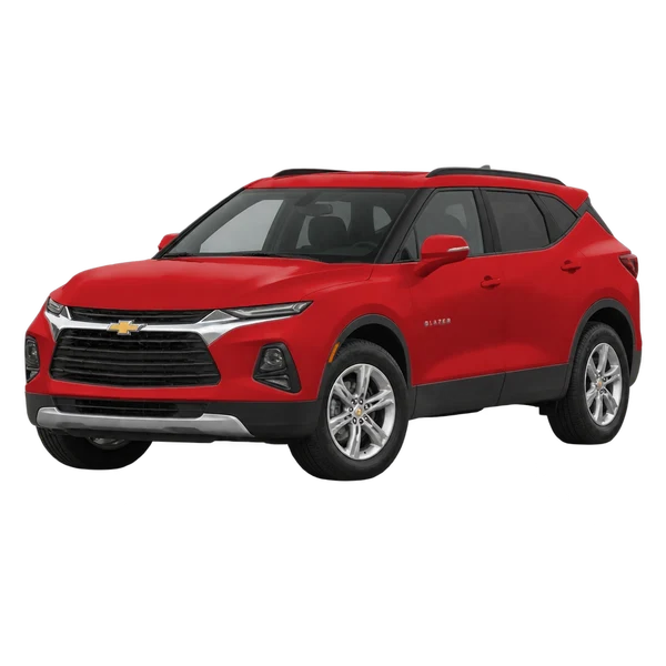 red 2022 Chevrolet Blazer front three-quarter (facing left) view