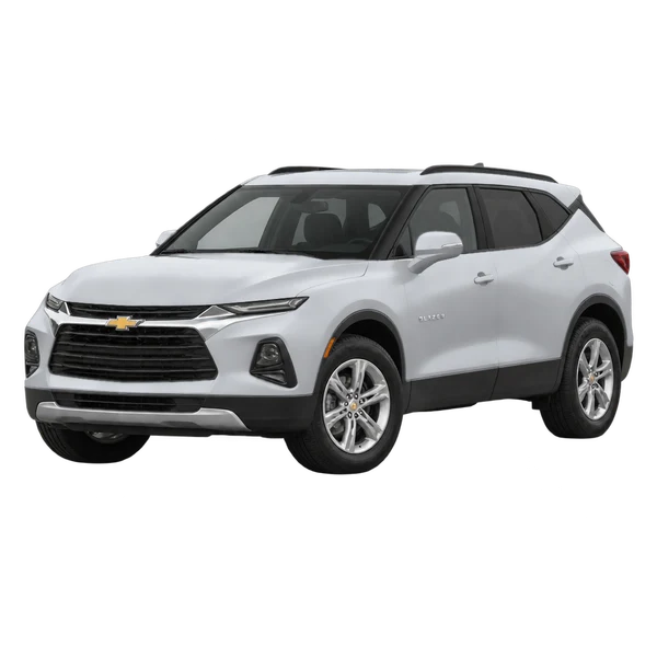 silver 2024 Chevrolet Blazer front three-quarter (facing left) view