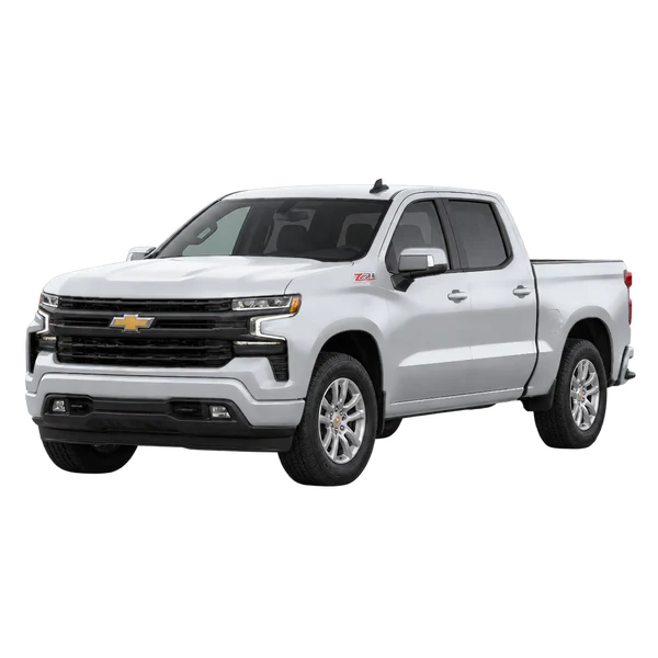 silver 2023 Chevrolet Silverado 1500 front three-quarter (facing left) view