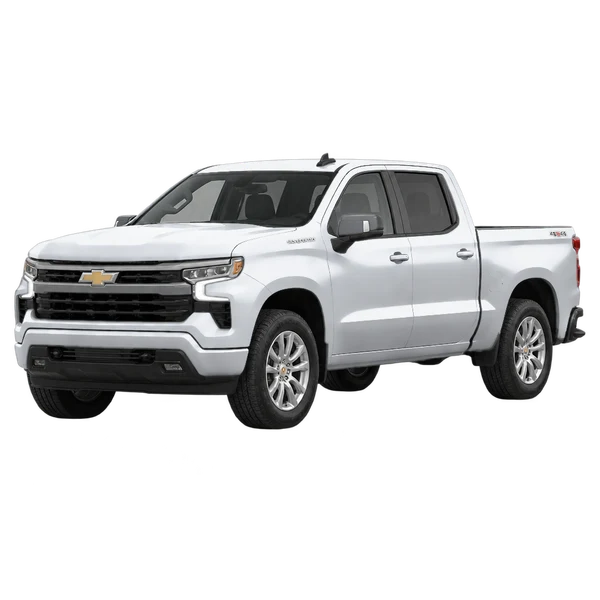 silver 2024 Chevrolet Silverado 1500 front three-quarter (facing left) view