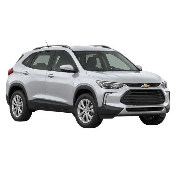 silver 2021 Chevrolet Tracker front three-quarter (facing left) view
