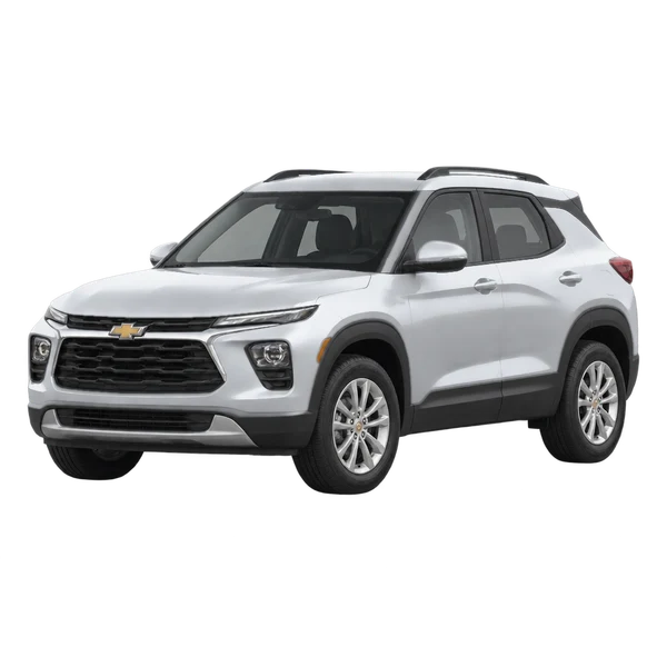 silver 2025 Chevrolet Tracker front three-quarter (facing left) view