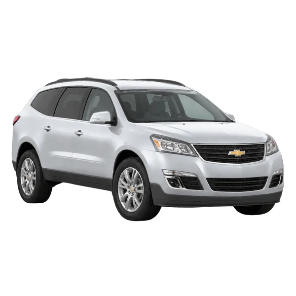 silver 2013 Chevrolet Traverse front three-quarter (facing left) view