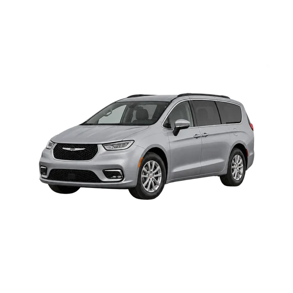 silver 2021 Chrysler Grand Caravan front three-quarter (facing left) view