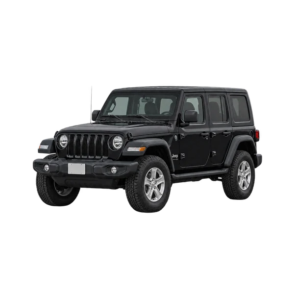 black 2020 Chrysler Jeep Wrangler front three-quarter (facing left) view